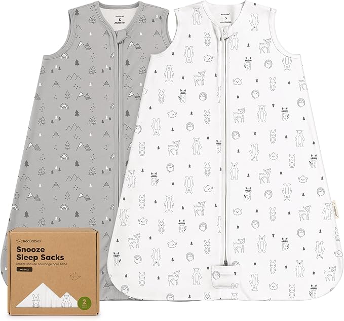 2-Pack Baby Sleep Sacks, Zipper Wearable Blanket - 0.5TOG Organic Cotton, Lightweight, Soft Cozy Infant Sleeping Sack 3-6 months, Easy to Wear Small Newborn Transition Swaddles Sleepsacks (Woodland)