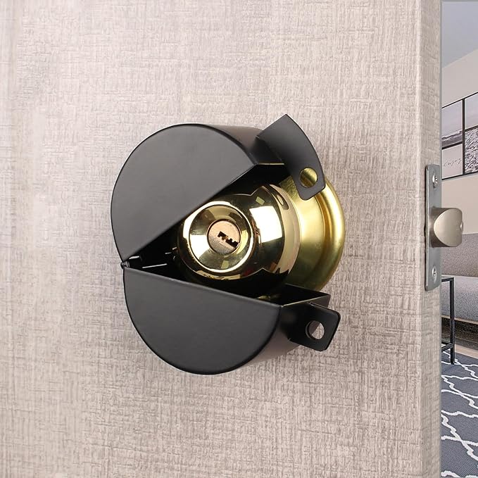 Door Knob Lockout Device Child Safety Doorknob Locking Cover Door Handle Lock,Prevents Access to Keyholes, Turing and Operating Door Knob, Black