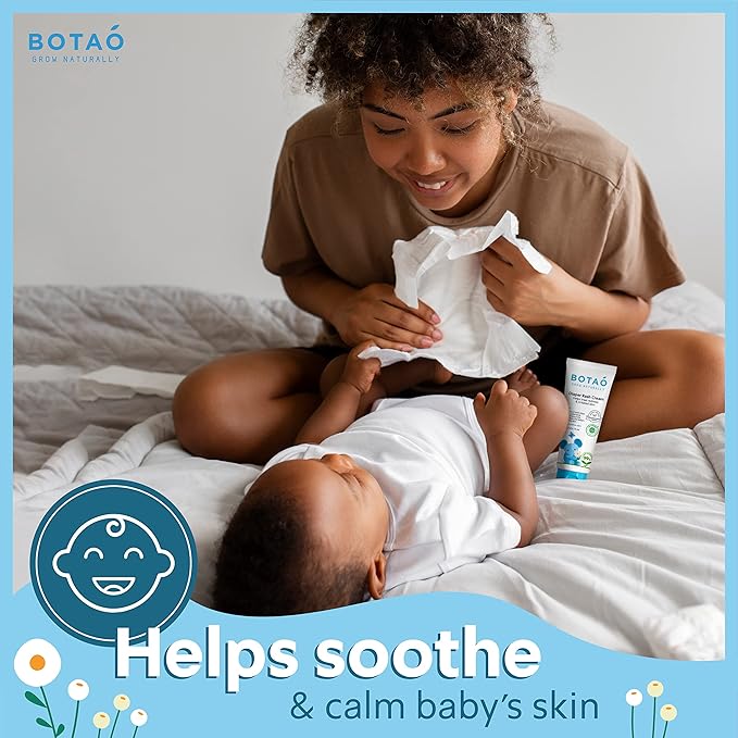 BOTAO Baby's Natural Diaper Cream | Organic Diaper Cream EWG Verified | Naturally Soothes Baby Rashes | Baby zinc Ointment Natural | For Sensitive Skin with Aloe Vera & Calendula, 2.5Oz (2 Pack)