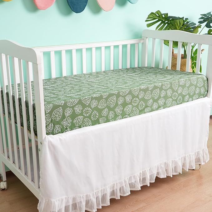 david's kids 3 Pack Fitted Crib Sheets, Ultra Soft Breathable Comfortable Baby Sheet Set for Boys Girls Neutral, 28x52 Inch Fits Standard Crib and Toddler Mattresses, Leaf