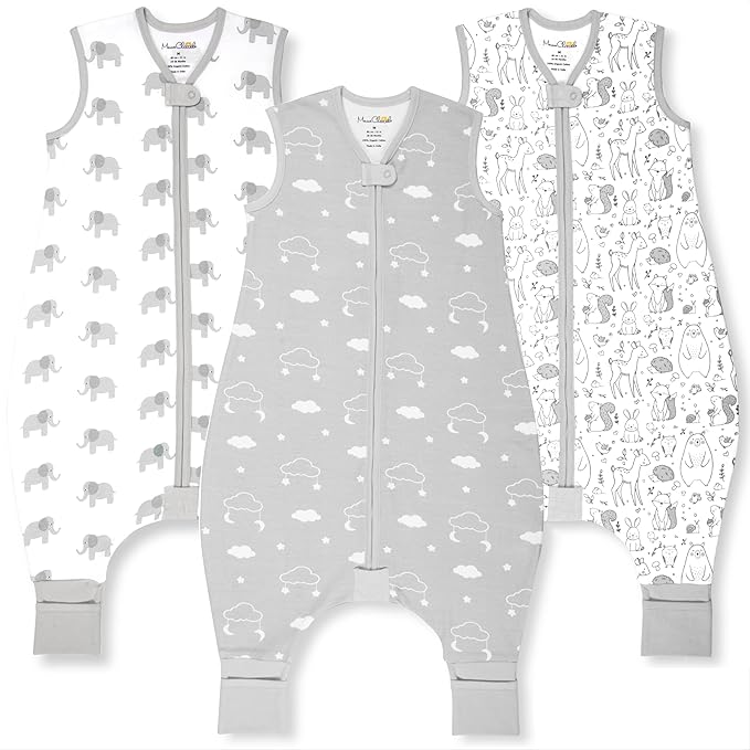 Mama Cheetah Toddler Sleep Sack with Feet, 0.5 TOG Organic Cotton Baby Wearable Blankets with Legs, Baby Sleeping Bag for Walkers, Early Walker 6-18 Month, 3-Pack