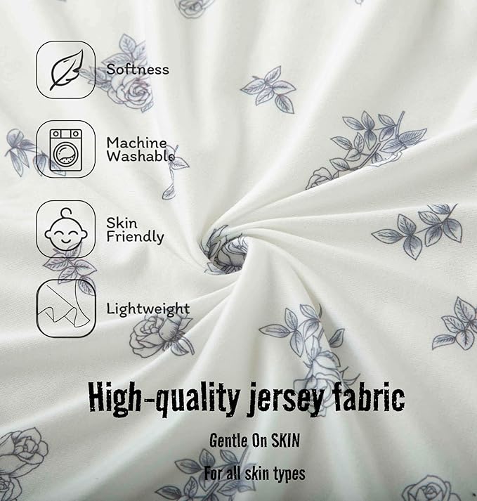 SDY Jersey Bassinet Sheets for Baby Boys and Girls,32 "x 16 "x 4", 2 Pack,Neutral Flower Standard Oval/Retangle Fitted Bassinet Sheets for Toddler,Super Soft Breathable