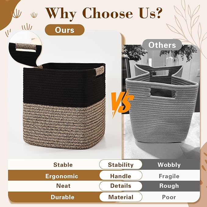 11 Inch Storage Cubes, 6 Pack Cube Storage Bins for Organizing, Cotton Rope Woven Baskets for Shelves, Bathroom, Kids Room, Closets, Baby Nursery