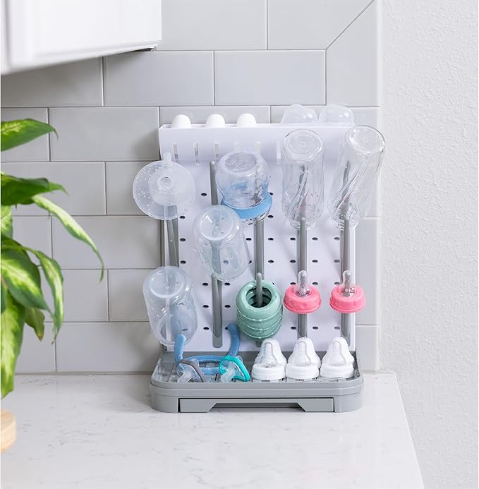 Velakade Baby Bottle Drying Rack – Large Vertical Bottle Dryer for 15 Bottles, Space-Saving Countertop Rack for Baby Bottles & Accessories, Compact Holder for Newborn Essentials