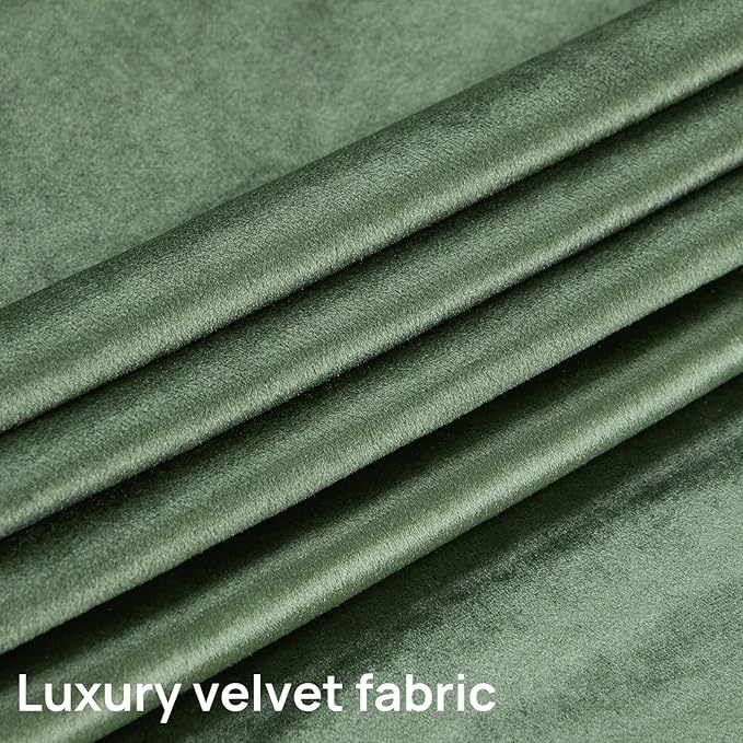 PRIMROSE Emerald Olive Green Velvet Curtains 102 inch Long for Living Room,Set of 2 Panels Blackout Rod Pocket Back Tab Window Treatment Room Darkening Heavy Decorative Curtains Drapes for Bedroom