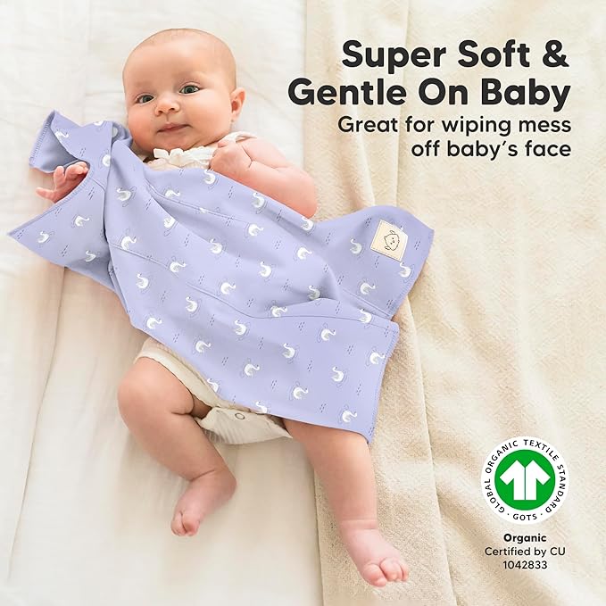 Organic Burp Cloths Baby Boy, Girl - 6-Pack Large 100% Cotton Burping Cloths for Babies, Spit Up Rags, Super Absorbent, Ultra Soft Newborn Rag, Gender Neutral, Machine Washable, Durable (Lunaris)