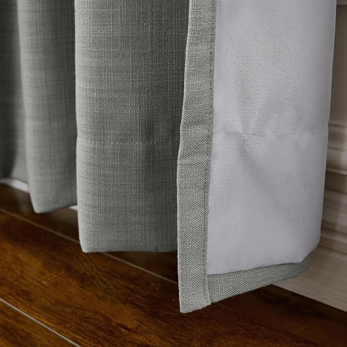 ChadMade 100W x 84L Inch Rock Grey Faux Linen Curtain Drapes with Blackout Lining, Room Darkening Antique Bronze Grommet Curtain for Sliding Glass Door Patio Door Living Room (1 Panel)