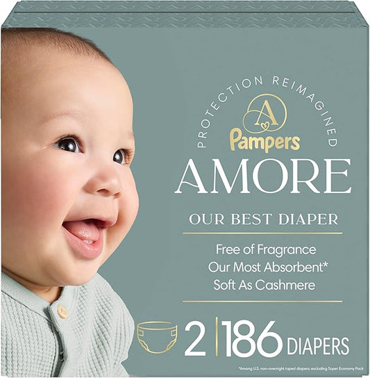 Pampers Amore, Size 2 (10-22 lbs), 186 Count, Our Best Diaper