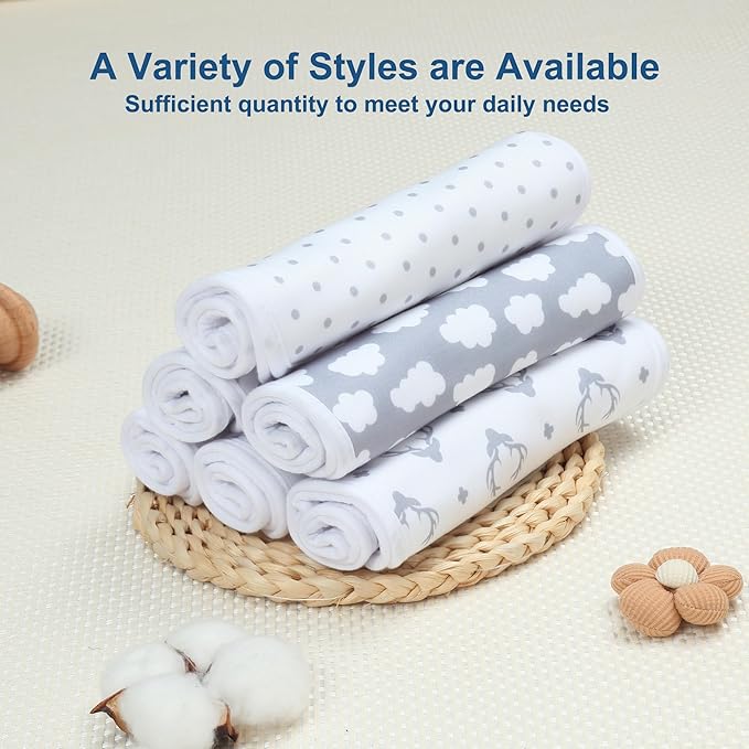 Hakochia Burp Cloths for Baby Boy & Girl Organic Cotton Large Unisex Burp Clothes Extra Absorbent Soft Neutral Burping Rags Spit Up Cloth Sets for Newborns 8 Pack