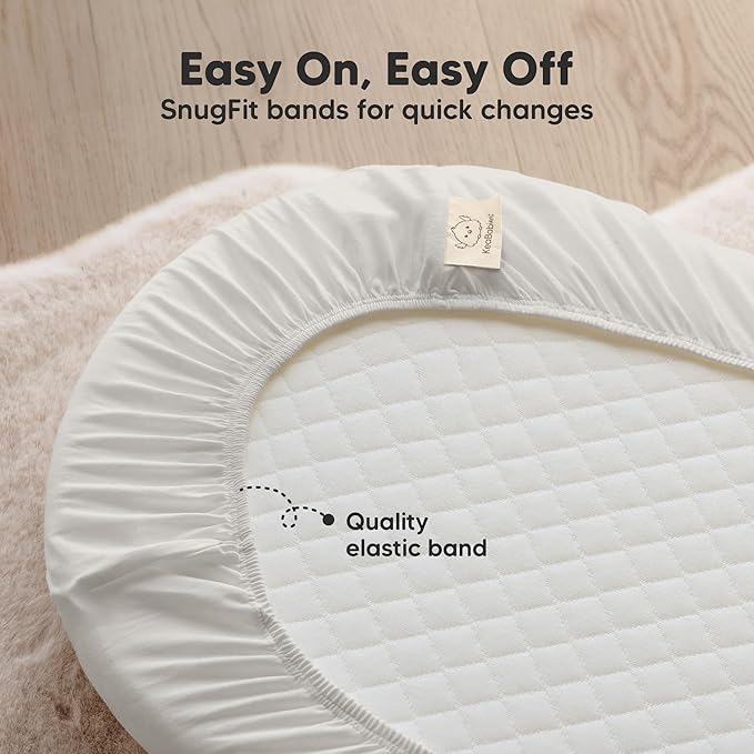 2-pk Waterproof Bassinet Sheets Girls, Boys, Cotton - 33x17 Universal Bassinet Mattress Pad Protector Cover, Compatible with Graco, Baby Delight, Chicco, Halo Bassinest Swivel Sleeper Fitted (Sage)