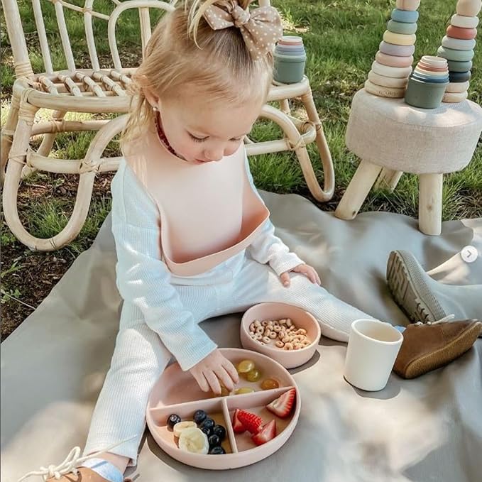 noüka Baby Feeding Bib | 100% Food-Grade Silicone | Comes With A Deep Pocket | Mess Proof & Soft | Dishwasher Friendly