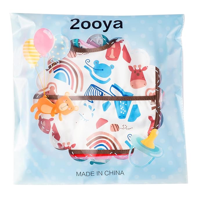 2ooya Baby Bibs for Eating - 6Pcs Toddler Waterproof Feeding Bibs with Crumb Catcher Pocket Adjustable Sleeveless Teething Plastic Food Bib Set Infant Keepsake Gift for Baby Shower, 6-24 Months