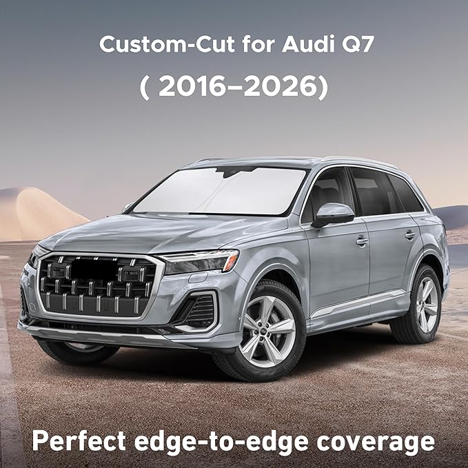 Econour Windshield Sunshade for Audi Q7 2016-2024 2025 2026, Sun Visor for Front Windshield & Window Sun Shade Cover, UV Heat Blocker & Protector, Car Accessories