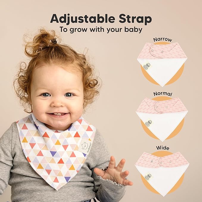 KeaBabies 10-Pack Organic Baby Bandana Bibs for Girls - Super Absorbent Triangle Baby Bibs for Drooling and Teething Infant, 100% Cotton Extra Soft for Newborn, Infant 0-36 Months (Prism)