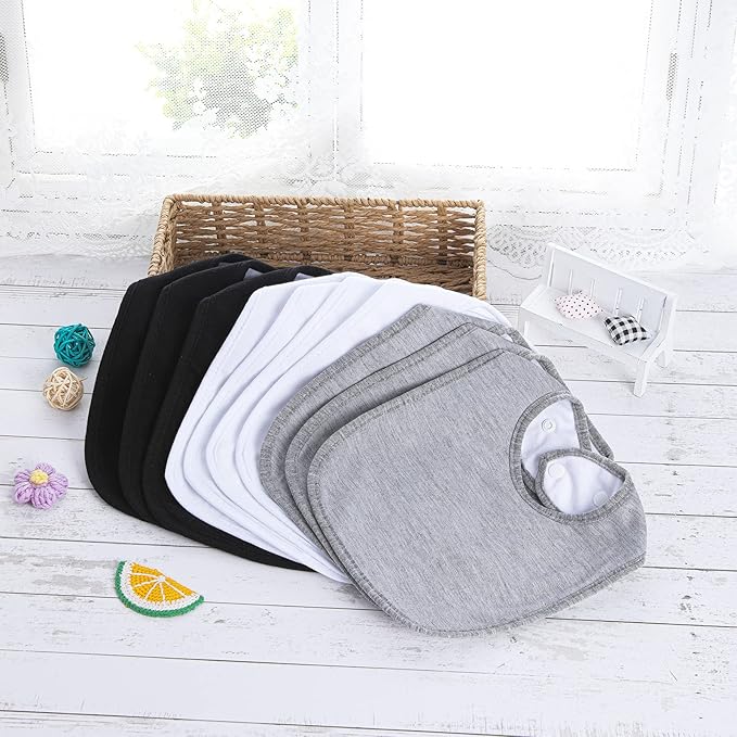 Hakochia Waterproof Baby Bibs Organic Cotton Super Soft and Absorbent With Adjustable Snap for Baby Boys and Girls