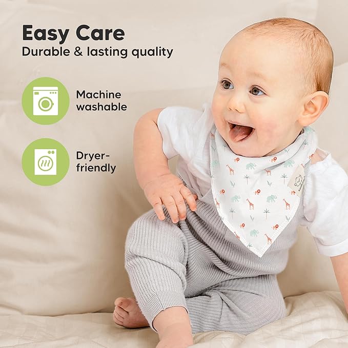 KeaBabies 8-Pack Organic Baby Bandana Bibs for Boys, Girls - Super Absorbent Triangle Baby Bibs for Drooling and Teething Infant, 100% Cotton Extra Soft for Newborn, Infant 0-36 Months (Countryside)