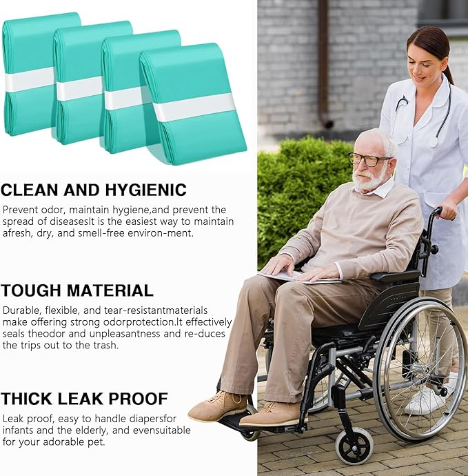AQHYYQKJZX 4 Pack Diaper Pail Liner Refills Bags Compatible with Akord 330 Series Adult Diaper System
