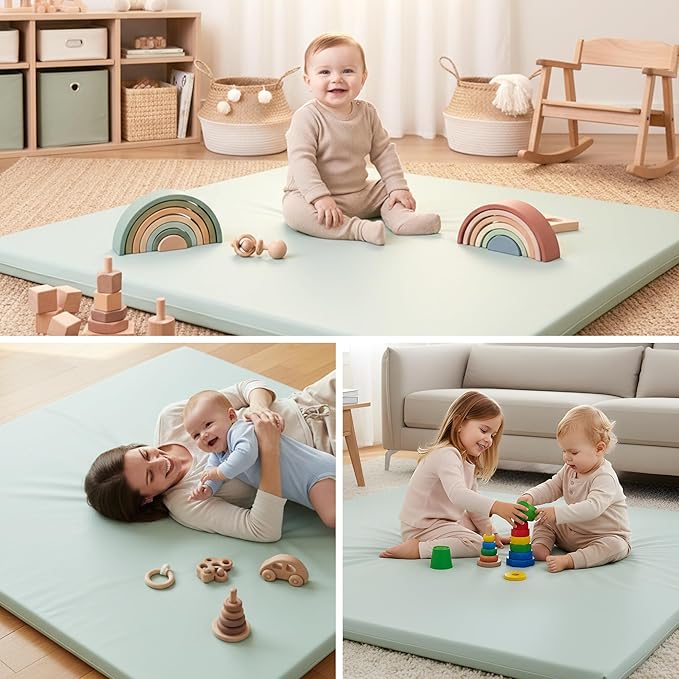 Play Mat Cover Only – Fits 50x50x1 Rollable Foam Floor Mat for Babies – Waterproof, Easy to Clean Replacement Cover for Tummy Time & Crawling – Green