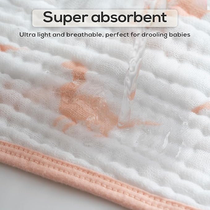LILY O LAUREL Muslin Burp Cloths, 20"x10"- Pack of 8, 6 Layers Super Soft Absorbent & Breathable 100% Cotton for Baby Drool and Messes, Burp Cloth Baby Boy and Burp Cloths Baby Girl