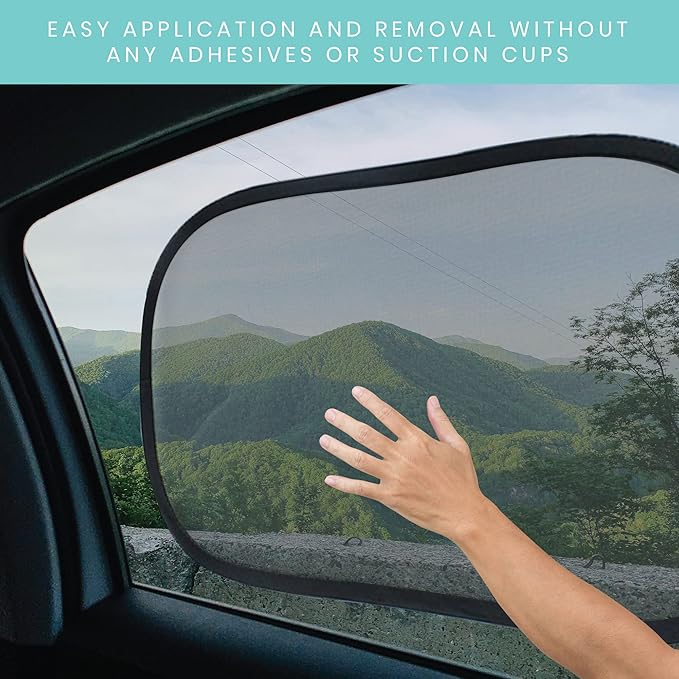 Lulyboo Car Window Shades for Baby (2 pk), Oval Cling Sun Shade, Black
