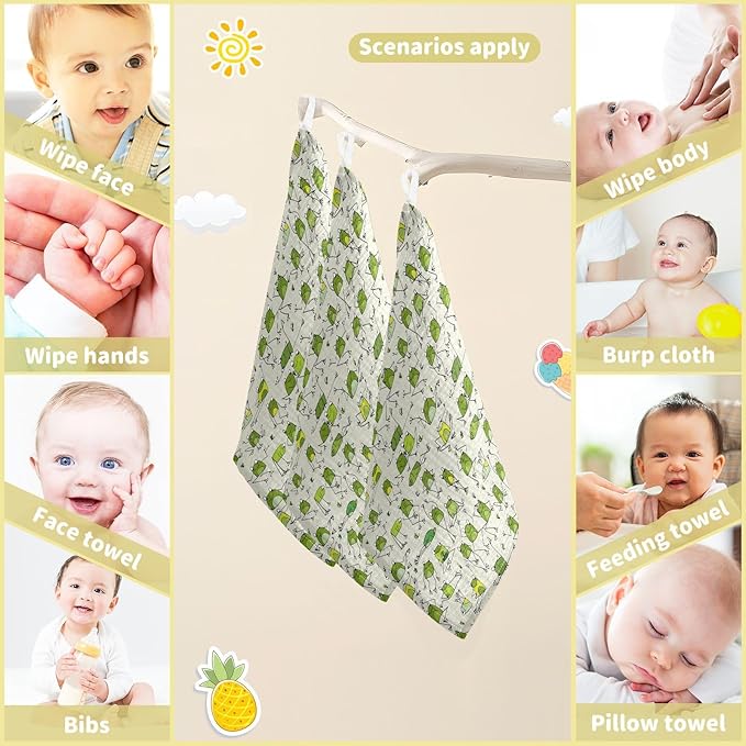 vvfelixl Baby Cotton Washcloths Funny Frogs Infants Bath Towel for Unisex Face Towels for Newborn, Natural Baby Wipes Delicate Skin, 11.8 X 11.8 inch, one sizex5