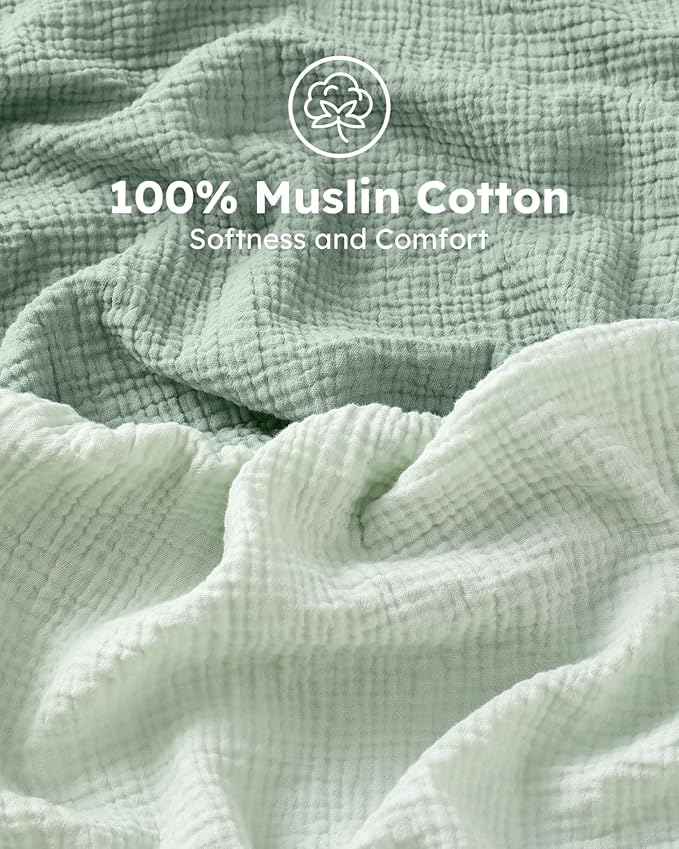 Muslin Crib Sheets for Boys Girls, 100% Cotton Fitted Crib Sheet 2 Pack for Standard Crib and Toddler Mattress, Breathable Soft Baby Sheet 28x52x8in Gradient Green