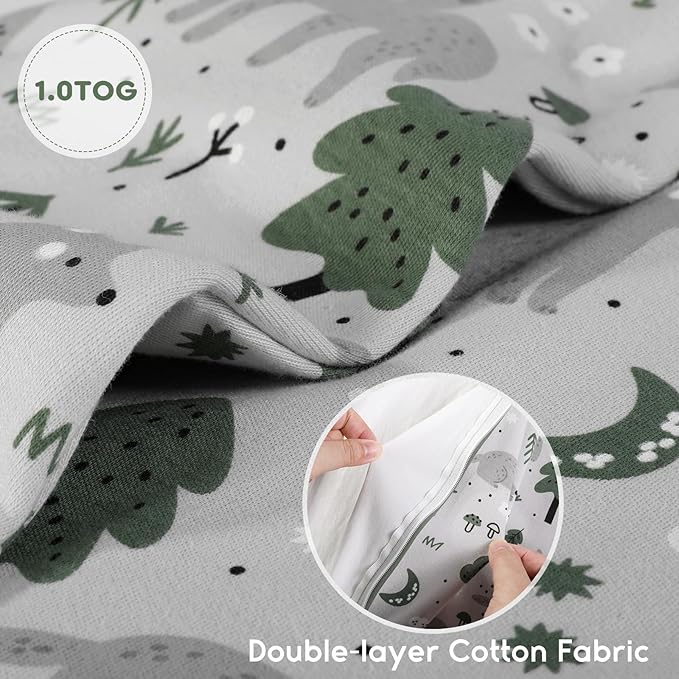 Yoofoss Baby Sleep Sack 0-6 Months TOG 1.0 Baby Wearable Blanket, 2 Pack 100% Organic Cotton Infant Toddler Sleeping Sack 2-Way Zipper Lightweight Sleep Sack
