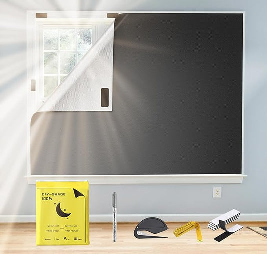 100% Blackout Curtains for Bedroom, 78" x 57" Portable DIY Blackout Blinds, no Drill Blackout Shades & Window Heat Blocker & blinds for indoor windows Pefect for Dormitory, Baby Nursery, Travel