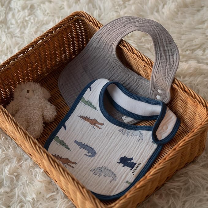 Muslin Bibs for Baby Boys Girls,Organic Muslin Baby Bib for Drooling and Teething,Soft Bandana Drool Bibs 5 Pack