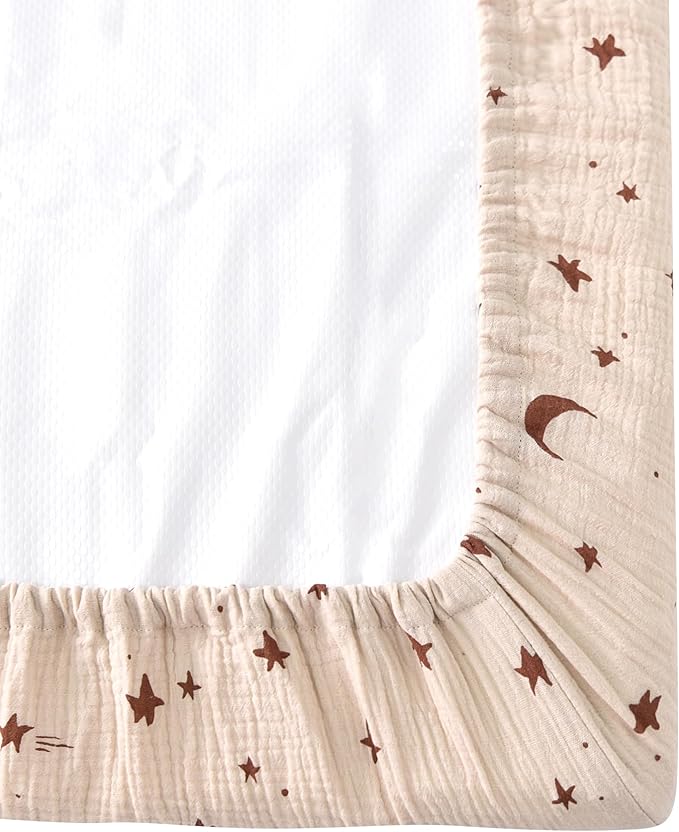 Changing Pad Cover for Baby Girls Boys - 100% Organic Cotton Muslin Changing Pad Sheets with Secure 360° Elastic Fit, Ultra-Soft for Delicate Skin, 2 Pack