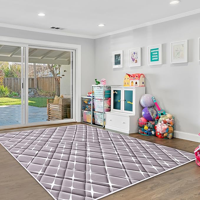 Baby Play Mat - 71" X 59",Premium Thicker Foam One-Piece Machine Washable, Extra Large Anti-Slip Soft Cushioning Foam Playmats for Babies and Toddlers, Foldable Baby Crawling Mat for Playpen