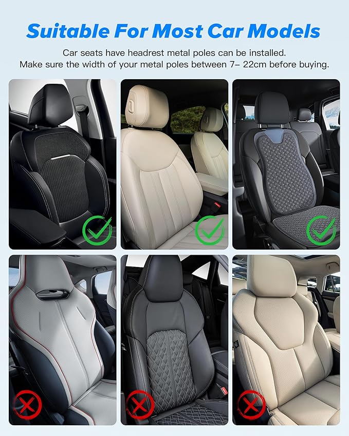 Car Headrest Pillow, 2025 Upgrade 360° Rotating Travel Headrest, 3-Point Linkage Adjustable, Thickened Breathable Memory Foam Headrest, Travel Car Sleeping Pillow for Kids, Adults