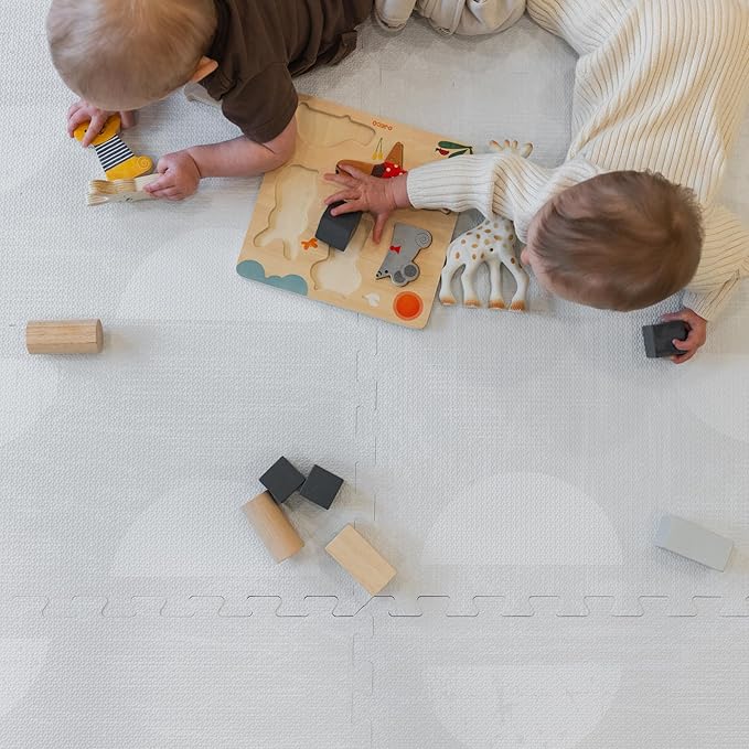 Baby Play Mat for Floor - Aura Pearl (6x6ft) - Premium EVA Foam Play Mat for Babies & Toddlers (Ages 0-5+) Non-Toxic Playmat for Tummy Time, Crawling & Playroom - Stylish & Comfortable