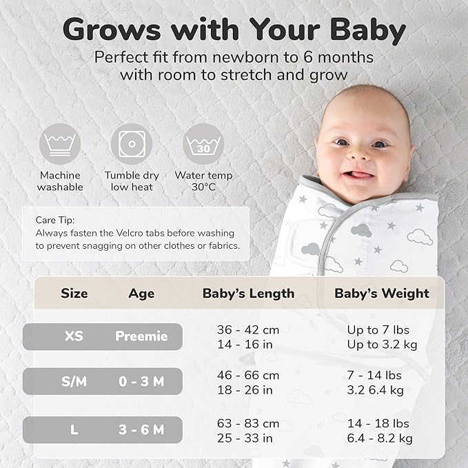 Mama Cheetah Preemie Swaddle Sack, Organic Cotton Swaddling Sleep Sacks, Preemie Swaddle Blanket Wrap, Easy Swaddles for Premature Baby Boy Girl 4-7 lbs, Newborn Essentials, 4-pack Grey