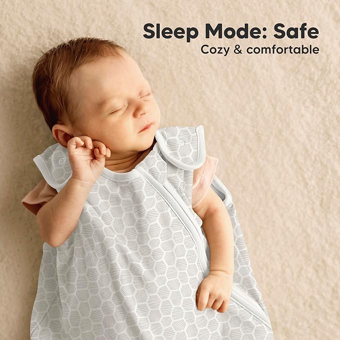 2-Pack Organic Baby Sleep Sacks, 100% Cotton - Soft & Breathable 0.5TOG Baby Wearable Blanket,Toddler Sleeping Sack 6-18 months,Easy to Wear Transitional Swaddles for Newborns,Infants (Bumble Bear, M)