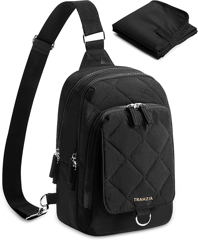 Mini Diaper Bag with Portable Changing Pad, Small Crossbody Diaper Purse with Wipe Pouch for Travel and Daily Use, Black (Empty Bag)