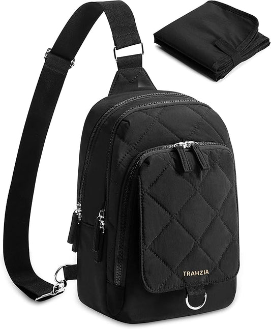 Mini Diaper Bag with Portable Changing Pad, Small Crossbody Diaper Purse with Wipe Pouch for Travel and Daily Use, Black (Empty Bag)