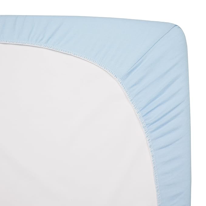 American Baby Company 2 Pack 100% Natural Cotton Fitted Crib Sheets 52" x 28" - Soft, Breathable, Hypoallergenic & Gentle Toddler Bed Sheets, Blue Stars and Blue, Neutral for Boys & Girls