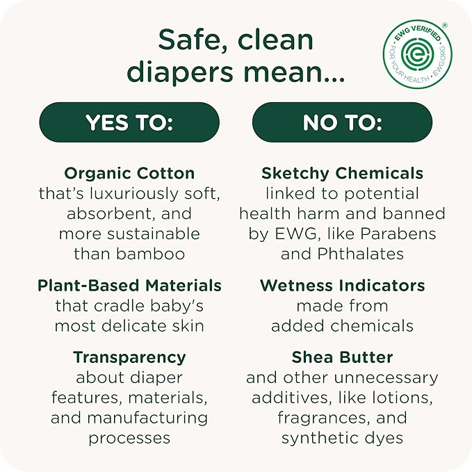 Our Diapers | The First EWG Verified & Microbiome-Friendly Diaper | 12-Hour Leak Protection | Made with Organic Cotton & Plant-Derived Materials | Totally Chlorine Free | Size 3 (16-28 lbs) 168 Count