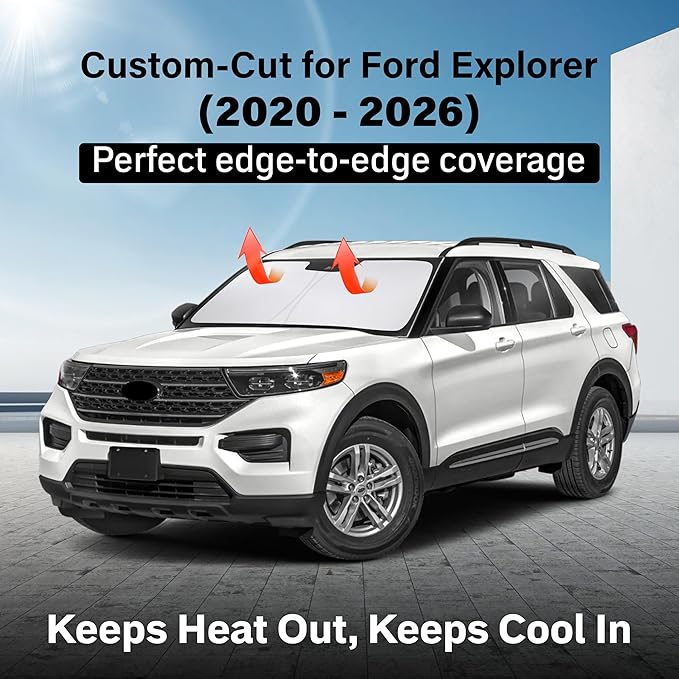 EcoNour Windshield Sun Shade Compatible for VW Tiguan 2018–2026 | Custom Fit SUV Front Window Sunshade | Foldable UV & Heat Reflective Sun Visor