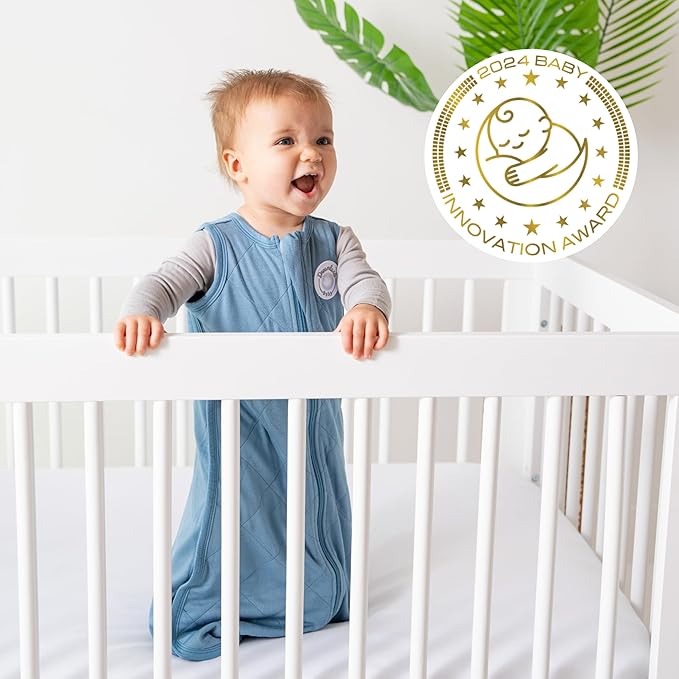 Dreamland Baby Lightweight Bamboo Viscose Sleep Sack (0-6 Months). 1.0 TOG Ultra Soft Blanket w/ 2-Way Zipper. 95% Viscose, 5% Spandex (Ocean). Mom-Owned US Business, Premium Materials