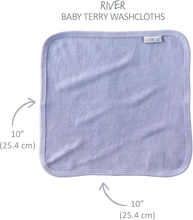 River 10-Pack Baby Terry Washcloths 100% Organic Cotton Absorbent for Baby and Toddler Boys & Girls, Sorbet Frost Rainbow, One Size
