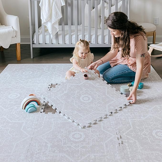 Baby Play Mat for Floor - Layla (6x6ft) - Premium EVA Foam Play Mat for Babies & Toddlers (Ages 0-5+) - Non-Toxic Playmat for Tummy Time, Crawling & Playroom - Stylish & Comfortable