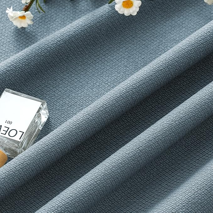 PrinceDeco 100% Blackout Curtains for Bedroom 63 Inches Long, Grommet Living Room Drapes, Thermal Insulated Blackout Curtains 2 Panels Set,Jacquard-Woven,55" W x63 L, Stone Blue