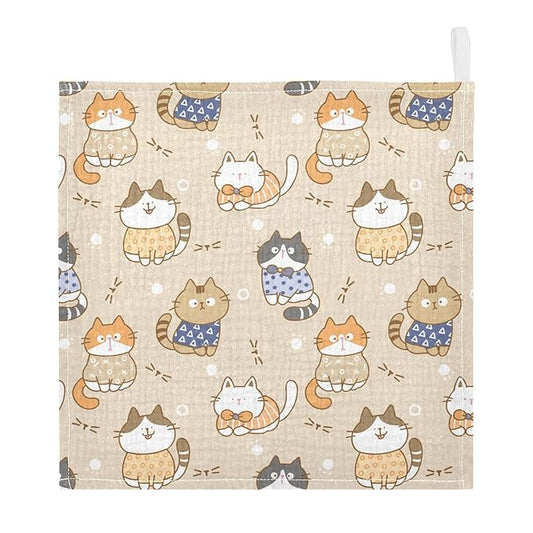 vvfelixl Baby Muslin Washcloths Cute Cats Baby Burp Cloths Cotton Baby Face Towel for Newborn Infants Boy Girl Soft and Absorbent 11.8 X 11.8 in, 3 Pack