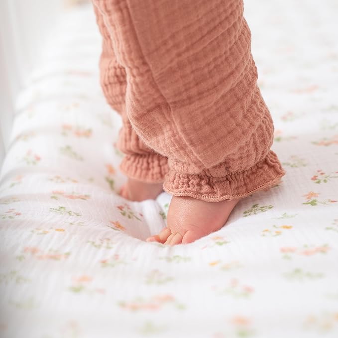 aden + anais Essentials Classic Crib Sheet, 100% Cotton Muslin, Super Soft & Breathable, Tailored Snug Fit, Country Floral