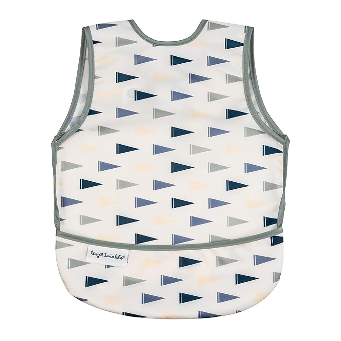 Tiny Twinkle Mess Proof Baby Bib for Girls | Waterproof Toddler Bib for Eating | Baby Apron for Feeding | Machine Washable | Perfect Shower Gift (Varsity Flags, 6–24M)