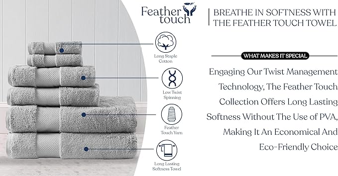 Delara Organic Cotton Luxuriously Plush Bath Towel 10 Piece Set|GOTS & Oeko-TEX Certified|Premium Hotel Quality Towels|Feather Touch Technology|650 GSM Long Staple|Soft, Quick Dry & Ultra-Absorbent