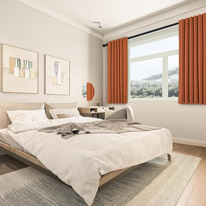 Burnt Orange 100% Blackout Curtains 63 inches Length Long, Thermal Insulated Drapes Rod Pocket/Back Tab/Clip Rings Room Darkening for Living Room Bedroom 2 Panels Set 52x63 Terracotta