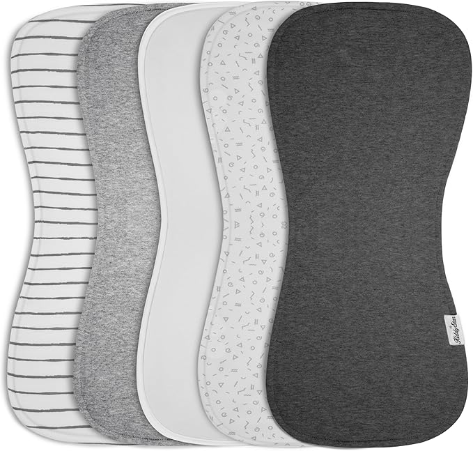 KiddyStar 5-Pack Organic Cotton Burp Cloths – Large, Ultra-Soft 3-Layer Towels for Burping, Shoulder & Hand Use, Highly Absorbent